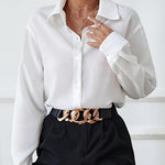 Nadorine Cotton Button Down Shirts Long Sleeve V Neck Tops