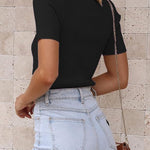 Nadorine Women's Short Sleeve Basic Slim Fit Tops