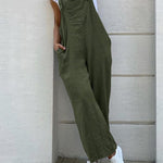 Overalls Jumpsuits Plain Casual Loose Long Bib Harem Pants Rompers with Pocket