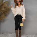 Nadorine Casual Long Sleeve Half Zip Pullover Sweaters