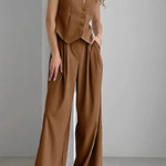 Retro V-neck striped two-piece set