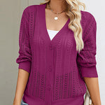 Rib Knit Button Front Cardigan with Pockets