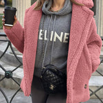 Lapel Fleece Jacket Long Sleeve Pockets Faux Fur Dressy Fall Outfits