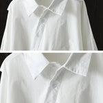 Urban Loose Black White Long Sleeves Irregular Blouse