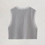 Retro Floral Embroidered Gillet Ethnic Weatern Vest Jacket Sleeveless Cardigan Crop Top