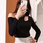 Sexy Hollow Waist Long-sleeved Sweater Base Shirt