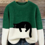 Aileen™ | Elegant Cat Print Oversized Sweater