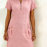 Susan | Cotton Linen Dress with Half-Zip