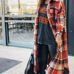 Flannel Wool Blend Plaid Lapel Button Down Shirt Long Sleeve Shacket Jacket with Pockets