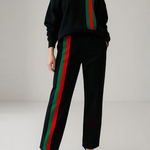 Long Sleeves Loose Contrast Color Striped One-Shoulder Sweatshirt Tops