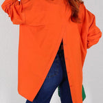 Nadorine Solid Color Street Long Sleeve Back Slit Loose Shirt for Women Casual Work Office Loose Fit 2026 | Under