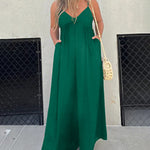 Nadorine Women's Casual Loose-Fitting Sleeveless Wide-Leg Jumpsuit
