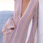 LACE HOLLOWED-OUT V-NECK DRESS