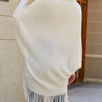 Knit Shawl Womens Solid Color Loose Collar Tassel Cape Knitted Cape Coat