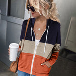 Long Sleeve Zip Up Hoodies Knitted Pullover, Lightweight Drawstring Sweatshirt