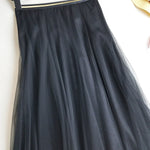 Solid Color Loose Elastic-Waist Mesh Skirt