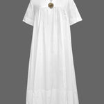 Loose Short Sleeves Solid Color Deep V-Neck Midi Dresses Shirt Dress