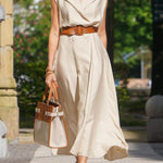 Shirt Neck V Neck High Waist A Line Dress