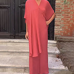 Soft Two-Piece Set Multiwears Versatile Irregular Top and Elegant Dress
