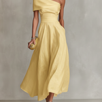 Lisa | Linen Dress With One-Shoulder Neckline