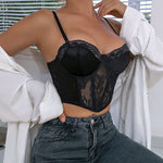 Thin Cup Lace Colorblock Bra Set Shaped Push Up Underwear Set