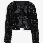 Two Ways To Celebrate Tie-front Bow Sequined Jacket