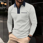 KZZ Men's long-sleeved polo shirt for spring and autumn
