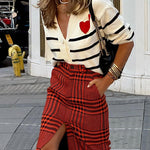 Love striped knitted cardigan