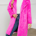 Fake Fur Teddy Coat Open Front Parka Outwear