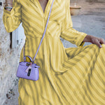 Stylish Long Sleeves Striped Lapel Collar Maxi Dresses