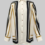 Long Sleeves Loose Plaid Striped Lapel Blouses&Shirts Tops