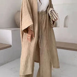 Fashion Long Slit Cardigan Casual Two-Piece Set