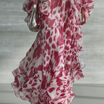 Romantic Bohemian Print Ruffle V-neck Maxi Dress