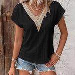 Dressy Top V Neck Short Sleeve Summer T Shirts Tops Loose Blouses