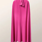 Simple Batwing Sleeves Lace-Up Solid Color High-Neck Midi Dresses