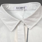 Short Sleeves See-Through Solid Color Split-Joint Lapel Blouses&Shirts Tops