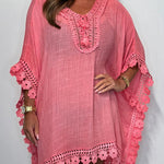 Solid Color Casual Lace Loose Cover Up Mini Dress