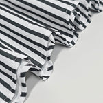 A-Line Loose Asymmetric Split-Joint Striped V-Neck Maxi Dresses Shirt Dress