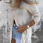 V-Neck Single-Breasted Mid-Length Knitted Cardigan