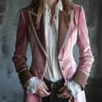 Vintage Eco-friendly Velvet Leopard Collar Jacket