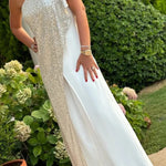 Party Favors Sequin One Shoulder Ruffle Detail Wide Leg Evening Jumpsuit