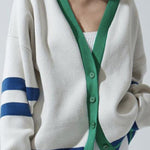 Striped Colorblock Casual Fashion Button Cardigan Sweater