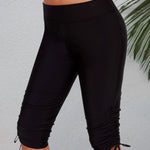 Long Swim Trunk High Waist Tankini Shorts Drawstring Adjustable Bikini Bottom