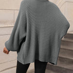 Nadorine Women's Button Down Horizontal-Ribbing Longline Cardigan