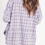 Women's Mineral Washed Button Down Plaid Flannel Shirt
