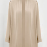 Solid Color Puff-Sleeve Open Blazer Shawl Collar Open Cardigan