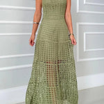 Mariane Crochet Knit Round Neck Texture A-line Maxi Dress