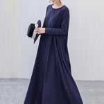 Simple 6 Colors Plus Size Loose Long Sleeve Casual Dress