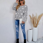 Love Pattern Round Neck Knit Sweater