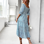 Short Sleeve Off Shoulder Floral Dress Slim Fit Casual Ruched Dresses